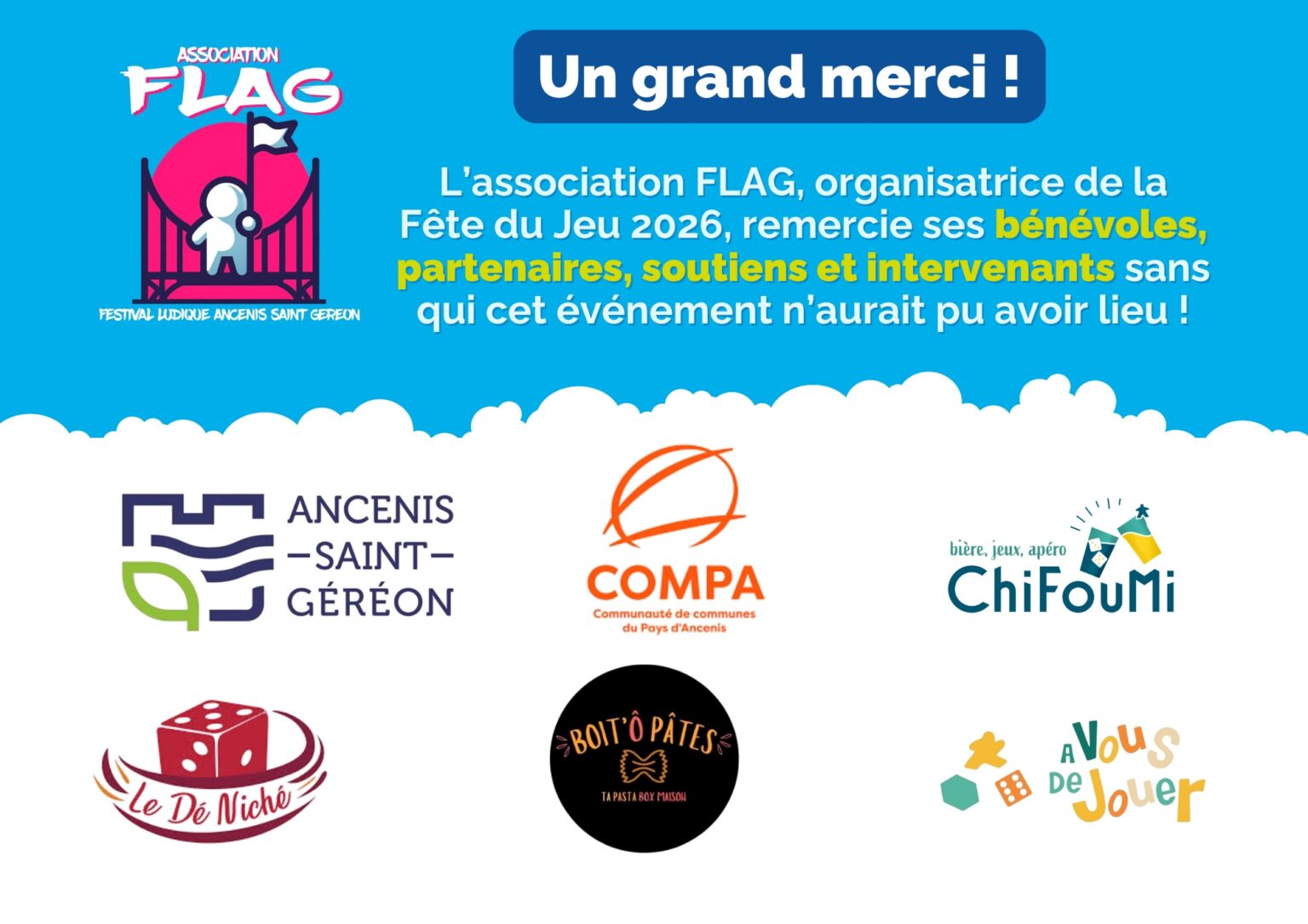 Un grand merci de la part de l’association FLAG